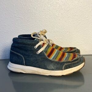 Ariat Spitfire Hi-Top Casual Shoes Size 8.5 Women’s Aztec Boho Lace Up Denim